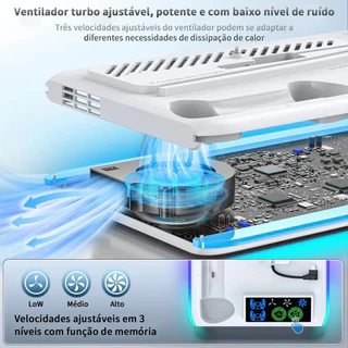 Base Cooler Para Ps5 Pro Slim Fat Suporte Dock Controles Led