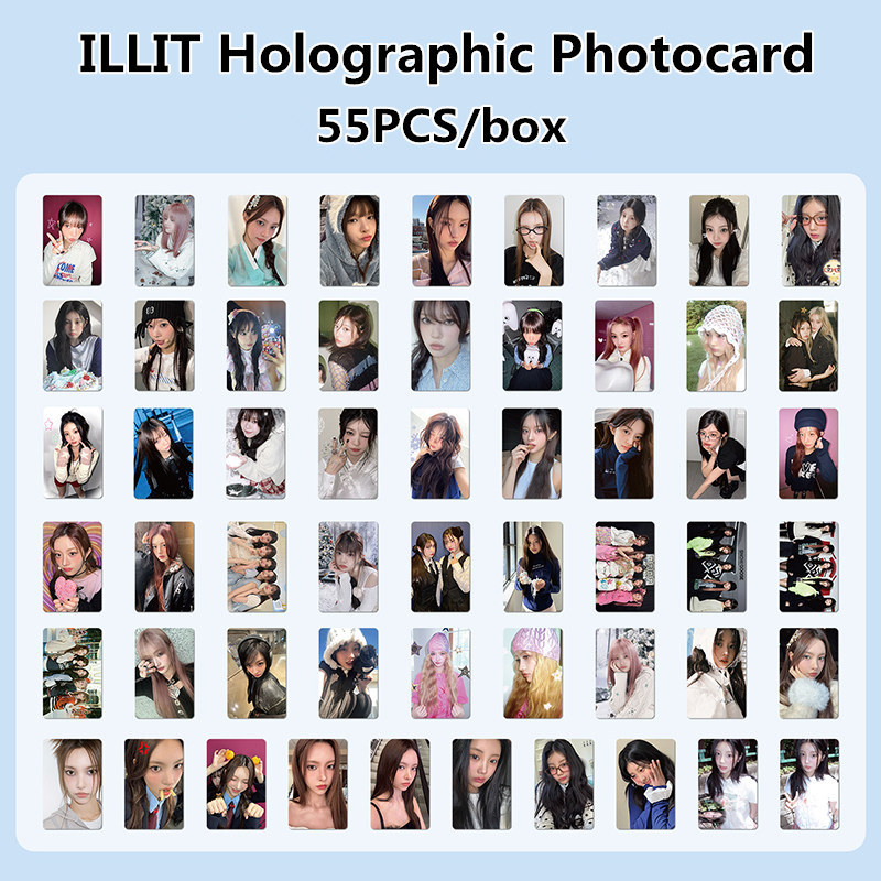 55pcs/box ILLIT Photocard Cartão Holográfico LOMO De Coleção KPOP