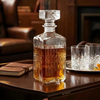 Garrafa Whisky Decanter De Vidro Transparente Cristal Licoreira Tampa 1 Litro