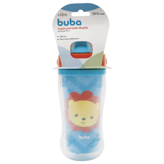 Copo Canudo Infantil Parede Dupla Buba Animal Fun Leão 280ml em Oferta na Shopee