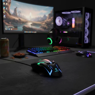 Mouse Gamer Alta Sensibilidade Lehmox LEY-206 RGB 1200 DPI Usb Ergonômico Plug & Play Pc Notebook