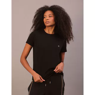 Camiseta Feminina Logo Bordado Calvin Klein Jeans - Preto em Oferta na Shopee
