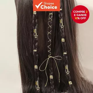 36 Peças De Anéis De Cabelo Com Pingente De Estrela-Decoração De Trança Boho , Punhos De Metal Vazados em Oferta na Shopee