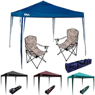 Kit Kala Tenda Gazebo 3x3 Metros Dobrável Bolsa 2 Cadeira Dobrável Camuflada Bolsa Kit Praia Pesca em Oferta na Shopee
