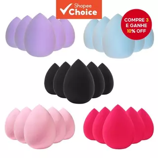 Esponjas De Maquiagem Gota D'água 5/10 Unidades , Liquidificador Ultramacio Para Base , Corretivo E Creme BB , Multiuso em Oferta na Shopee