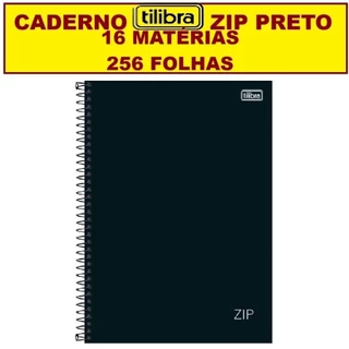 Caderno Tilibra 16 Matérias 256 Folhas Universitário Escola Faculdade Trabalho Espiral Zip Preto em Oferta na Shopee