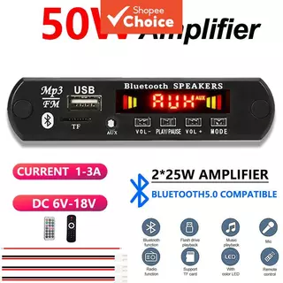 Placa Amplificadora Bluetooth 50W Display Digital 2x25W 6-18V Amplificador Estéreo Para Áudio DIY