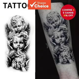 Tatuagem Temporária - Design de Asa de Anjo Preto e Branco, Acessório Corporal à Prova d'Água Duradouro por 1-2 em Oferta na Shopee