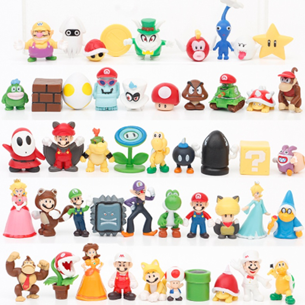 48 Peças Super Mario Bros Bonecos Luigi Miniatura Game em Oferta na Shopee