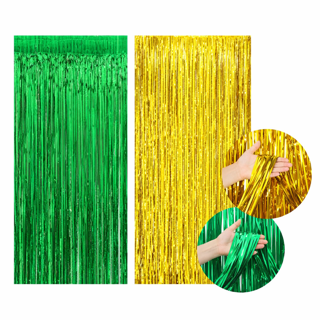 Kit Cortina Verde e Amarela Brasil Metalizada Franjada Festa Carnaval Copa do Mundo em Oferta na Shopee