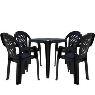 Conjunto de mesa Coruripe com 4 cadeiras plásticas c/ braço em Oferta na Shopee