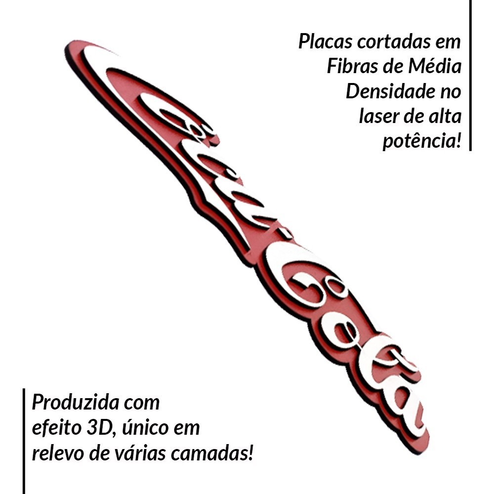 Placa Decorativa Coca-Cola Logo 3D Alto Relevo Decoração Área