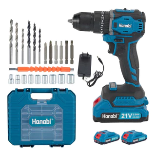 【Hanabi】Furadeira Parafusadeira Impacto 21v Sem Escovas Azul-petróleo 127/220v 60hz