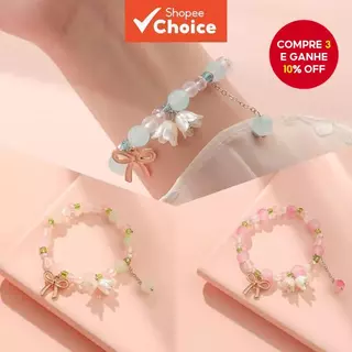 Nova Pulseira Lily of the Valley-Cristal Rosa Transparente Gelo , Acessório De Moda Fresco E Doce Para Meninas Melhores em Oferta na Shopee