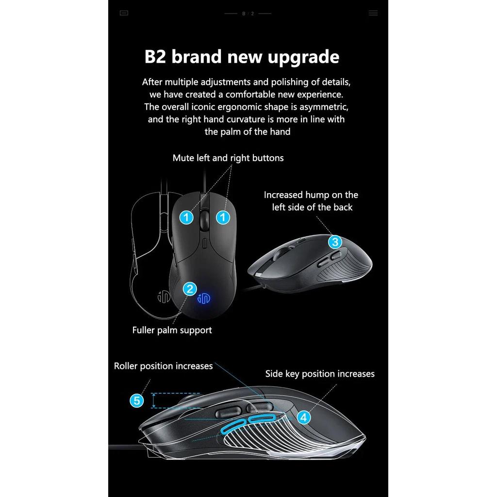 INPHIC B1/B2/B8 USB Com Fio Gamer Mouse Silencioso Escritório Esport ...