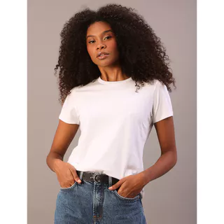 Camiseta Feminina Essentials Estampa na Barra Calvin Klein Jeans - Branco em Oferta na Shopee