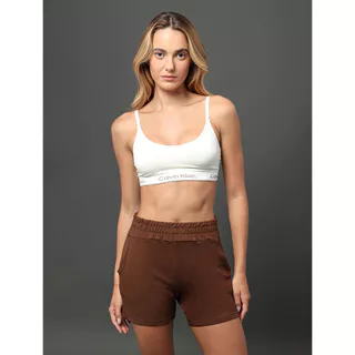 Shorts Feminino Fendas Moletinho Calvin Klein Underwear - Marrom em Oferta na Shopee