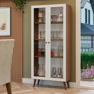 Cristaleira 70 cm 2 Portas de Vidro com Pés Cônicos Vik Madesa R em Oferta na Shopee