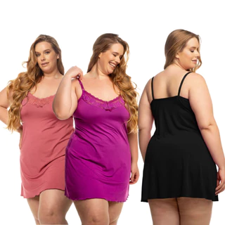 Kit 2 Camisolas Com Renda Plus Size Tecido Premium Alça Regulável Reforçadas Detalhada Em Renda em Oferta na Shopee