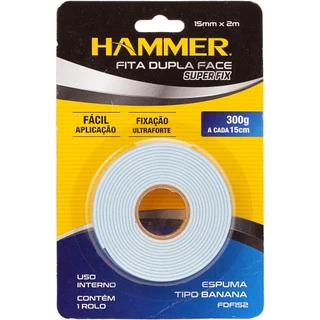 Fita dupla face espuma 15mm x 2m FDF-152 - Hammer em Oferta na Shopee