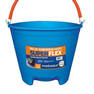 Balde emborrachado 12 litros ultra resistente - Superflex - Metasul em Oferta na Shopee