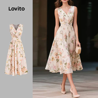 Lovito Vestido Boho com Babados para Primavera/verão para mulheres L154ED406 em Oferta na Shopee