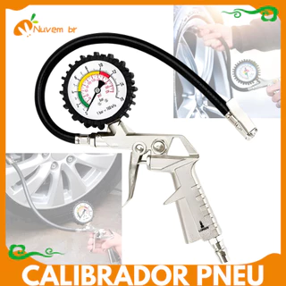 Calibrador de Pneus Pneumático Com Manômetro Bico Forte inflador Mecanica Facil uso Profissional | Durável - NUVEM