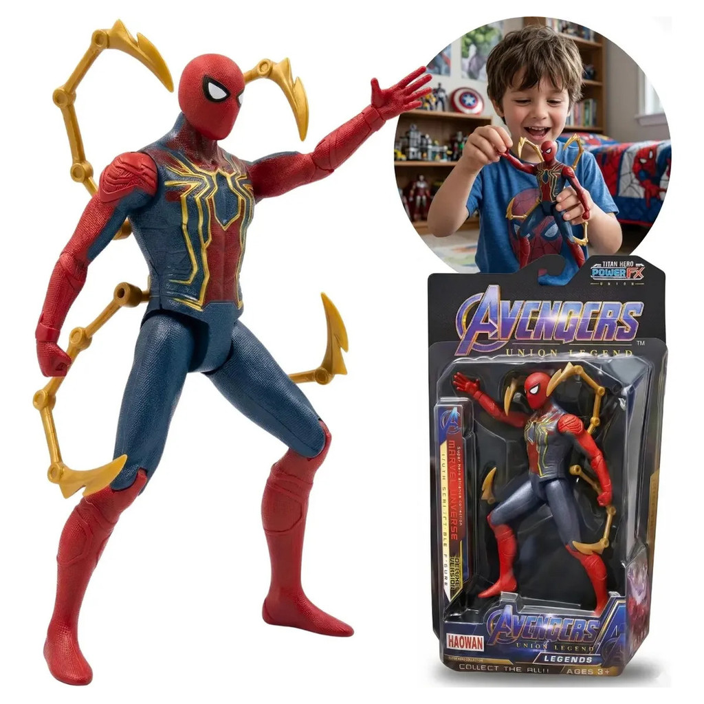 Boneco Homem Aranha Articulado Com Garras E Luz Brinquedo Super Herói ...