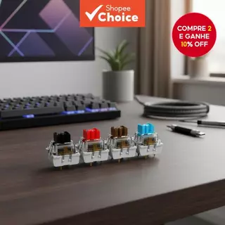 110 unidades de interruptores de teclado mecânico lineares silenciosos e táteis personalizados com lubrificação manual em Oferta na Shopee