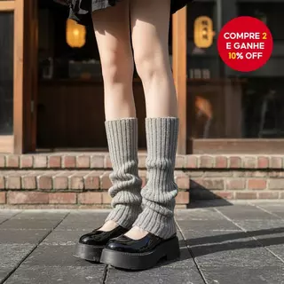 Aquecedores de Perna de Tricô de Cor Sólida - Meias Empilháveis para Moda JK, Estilosos e Modeladores em Oferta na Shopee