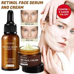 2PCS Conjunto de Creme Facial de Retinol Removedor de Rugas Antienvelhecimento Firmador Levantamento Clareador