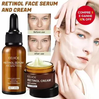 2PCS Conjunto de Creme Facial de Retinol Removedor de Rugas Antienvelhecimento Firmador Levantamento Clareador em Oferta na Shopee