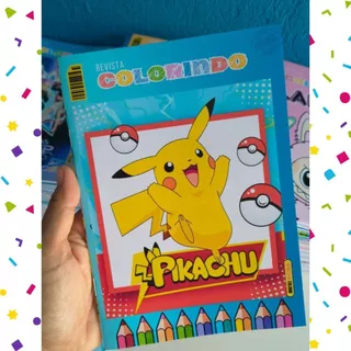 Kit 10 Revistinha Livro de Colorir Infantil p/ Kit Festa Lembrancinha Prenda PERSONALIZADO - DESENHO - PIKACHU POKEMON em Oferta na Shopee