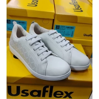 TÊNIS FEMININO USAFLEX EM COURO COM ELÁSTICO BRANCO em Oferta na Shopee