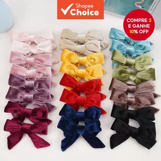 Grampos De Cabelo De Veludo Com Laço De 4 Polegadas , 3 Pares , Acessórios Antiderrapantes Para Bebês E Crianças Pequena em Oferta na Shopee