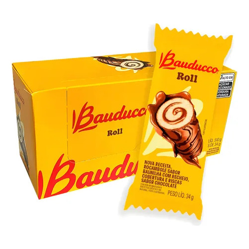 Caixa Bolinho Bauducco Roll Sabor Chocolate Recheado