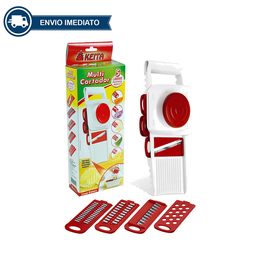 Multi Cortador Fatiador Ralador 5 Lâminas 5 em 1 Com Travas 