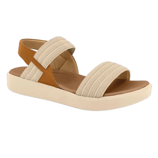 Sandália Feminina Confortável - Usaflex Elástico (Vanilla e Preto) em Oferta na Shopee