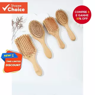 Escova De Massagem De Couro Cabeludo De Bambu Para Crescimento Capilar , Remo De Dentes Largos Todos Os Tipos De Cabelo em Oferta na Shopee