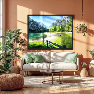 Quadro Grande Decorativo Natureza Alpes E Lago Com Moldura em Oferta na Shopee