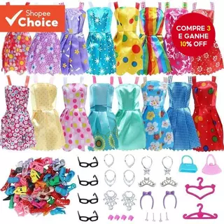 42pc s Set Boneca Acessórios Sapatos Sacos Dres ses Brinquedos Roupas Casa em Oferta na Shopee