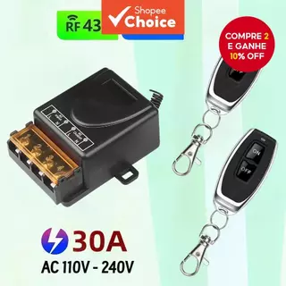 Interruptor de Controle Remoto Sem Fio RF 433Mhz AC 110V-220V Sistema de Relé Transmissor Liga/Desliga para Aquecedores em Oferta na Shopee
