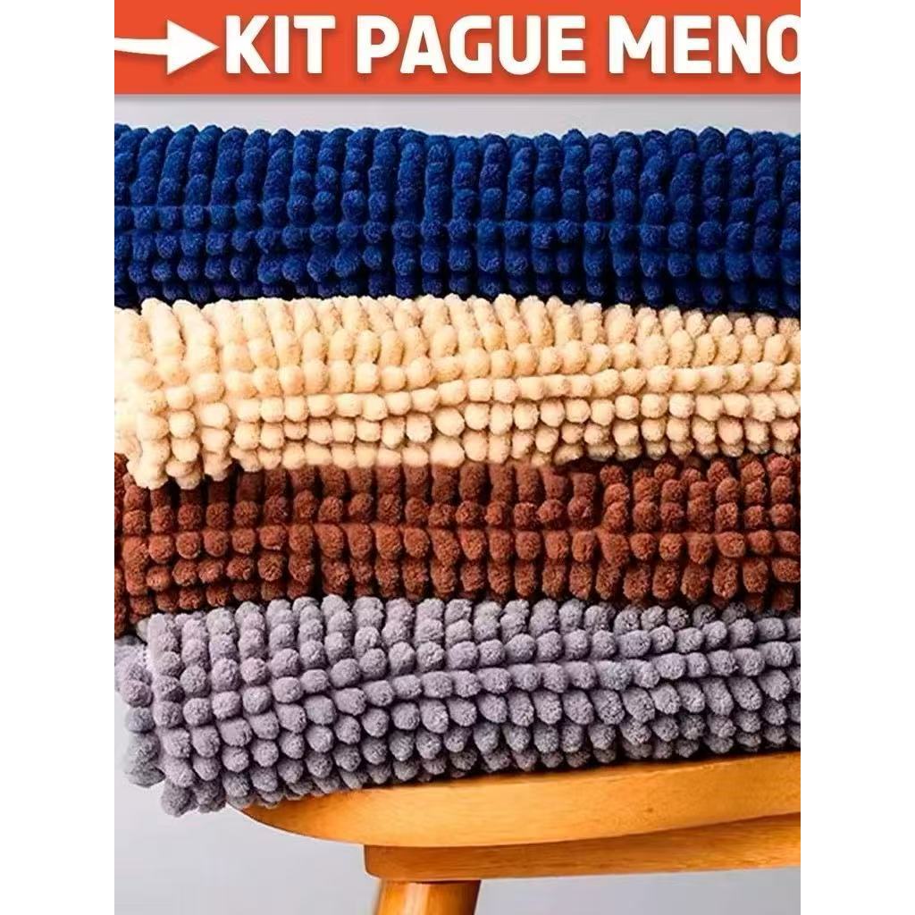 Kit 4 Tapete Banheiro 40x60 Antiderrapante Bolinha Microfibra Macarrão Luxo Várias Cores Olaola
