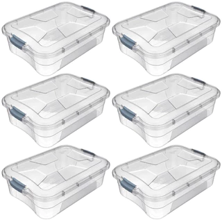 kit com 2, 3, 4, 5 e 6 Caixa Organizadora Transparente 17 Litros Com tampa e Travas em Oferta na Shopee