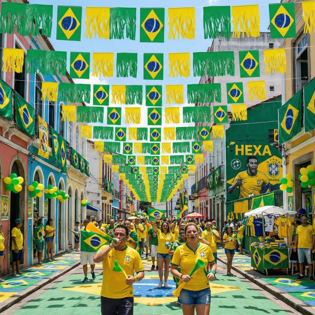 Kit 300m Varal Bandeiras Brasil Cordão 6m Com Franjas Copa Do Mundo