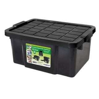 Caixa organizadora com tampa 25 litros empilhável - 25887 Arqplast em Oferta na Shopee