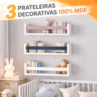 3 Prateleiras Decorativas Parede 100% MDF Branco Nicho Parede Sala Cozinha Livros Quarto Escritorio em Oferta na Shopee