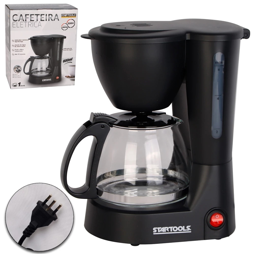 CAFETEIRA ELÉTRICA 15 XÍCARAS PRETA 600ML 220V STARTOOLS