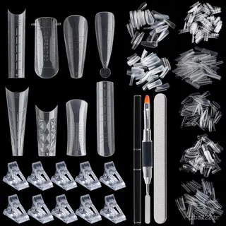 Kit de Moldes Duplos para Unhas, 480 peças de Moldes Duplos para Extensão de Unhas em Polygel (Formatos Stiletto, Coffin em Oferta na Shopee