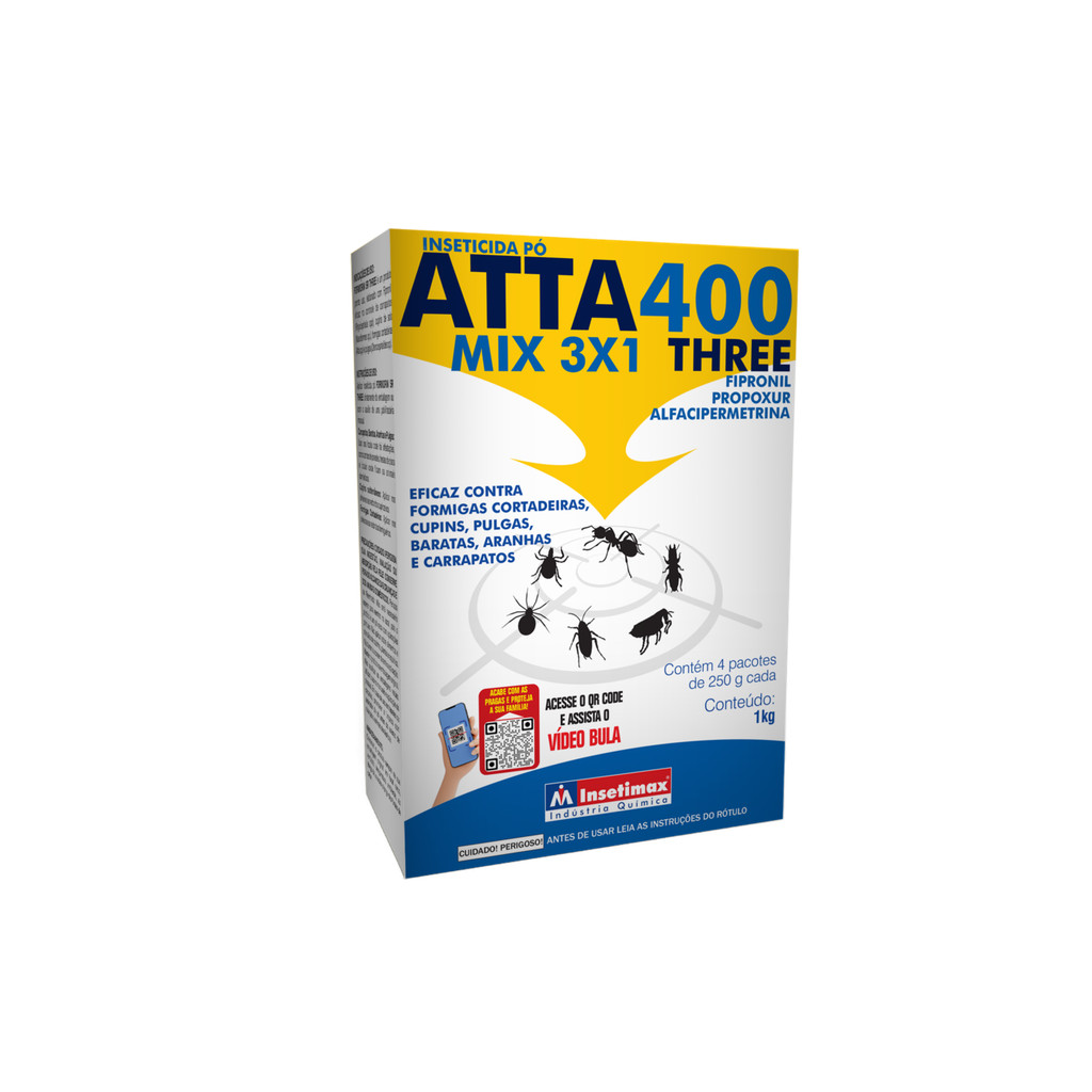 Inseticida Pó ATTA MIX 400 TRHEE 1kg Cupim Formiga Percevejo Pulga ...